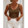 image:imageANRABESS Women Summer Sleeveless Sweaters Scoop Neck Tank Tops  Scalloped Shirts Soft Ribbed Knit Sweater Vest Slim Fit Cute Work Tee Casual Going Out Outfits Beach Vacation ClothesLight Coffee