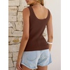 image:imageANRABESS Women Summer Sleeveless Sweaters Scoop Neck Tank Tops  Scalloped Shirts Soft Ribbed Knit Sweater Vest Slim Fit Cute Work Tee Casual Going Out Outfits Beach Vacation ClothesRed Brown