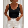image:imageANRABESS Women Summer Sleeveless Sweaters Scoop Neck Tank Tops  Scalloped Shirts Soft Ribbed Knit Sweater Vest Slim Fit Cute Work Tee Casual Going Out Outfits Beach Vacation ClothesBlack