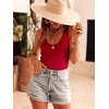 image:imageANRABESS Women Summer Sleeveless Sweaters Scoop Neck Tank Tops  Scalloped Shirts Soft Ribbed Knit Sweater Vest Slim Fit Cute Work Tee Casual Going Out Outfits Beach Vacation ClothesRed