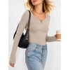 image:imageANRABESS Womens Long Sleeve Scoop Neck Tops  Ribbed Knit Shirts Slim Fit VNotch Tees Stretchy Soft Breathable Fabric Fall Winter Layer Casual Work Travel Daily WearBeige