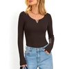 image:imageANRABESS Womens Long Sleeve Scoop Neck Tops  Ribbed Knit Shirts Slim Fit VNotch Tees Stretchy Soft Breathable Fabric Fall Winter Layer Casual Work Travel Daily WearCoffee