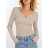 image:imageANRABESS Womens Long Sleeve Scoop Neck Tops  Ribbed Knit Shirts Slim Fit VNotch Tees Stretchy Soft Breathable Fabric Fall Winter Layer Casual Work Travel Daily WearBeige