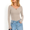 image:imageANRABESS Womens Long Sleeve Scoop Neck Tops  Ribbed Knit Shirts Slim Fit VNotch Tees Stretchy Soft Breathable Fabric Fall Winter Layer Casual Work Travel Daily WearBeige