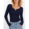 image:imageANRABESS Womens Long Sleeve Scoop Neck Tops  Ribbed Knit Shirts Slim Fit VNotch Tees Stretchy Soft Breathable Fabric Fall Winter Layer Casual Work Travel Daily WearNavy Blue