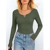 image:imageANRABESS Womens Long Sleeve Scoop Neck Tops  Ribbed Knit Shirts Slim Fit VNotch Tees Stretchy Soft Breathable Fabric Fall Winter Layer Casual Work Travel Daily WearArmy Green
