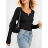 image:imageANRABESS Womens Long Sleeve Scoop Neck Tops  Ribbed Knit Shirts Slim Fit VNotch Tees Stretchy Soft Breathable Fabric Fall Winter Layer Casual Work Travel Daily WearBlack