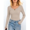image:imageANRABESS Womens Long Sleeve Scoop Neck Tops  Ribbed Knit Shirts Slim Fit VNotch Tees Stretchy Soft Breathable Fabric Fall Winter Layer Casual Work Travel Daily WearBeige