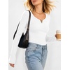 image:imageANRABESS Womens Long Sleeve Scoop Neck Tops  Ribbed Knit Shirts Slim Fit VNotch Tees Stretchy Soft Breathable Fabric Fall Winter Layer Casual Work Travel Daily WearWhite