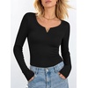 image:imageANRABESS Womens Long Sleeve Scoop Neck Tops  Ribbed Knit Shirts Slim Fit VNotch Tees Stretchy Soft Breathable Fabric Fall Winter Layer Casual Work Travel Daily WearBlack