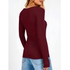 image:imageANRABESS Womens Long Sleeve Scoop Neck Tops  Ribbed Knit Shirts Slim Fit VNotch Tees Stretchy Soft Breathable Fabric Fall Winter Layer Casual Work Travel Daily WearWine Red