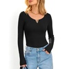 image:imageANRABESS Womens Long Sleeve Scoop Neck Tops  Ribbed Knit Shirts Slim Fit VNotch Tees Stretchy Soft Breathable Fabric Fall Winter Layer Casual Work Travel Daily WearBlack