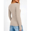 image:imageANRABESS Womens Long Sleeve Scoop Neck Tops  Ribbed Knit Shirts Slim Fit VNotch Tees Stretchy Soft Breathable Fabric Fall Winter Layer Casual Work Travel Daily WearBeige