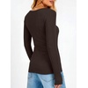 image:imageANRABESS Womens Long Sleeve Scoop Neck Tops  Ribbed Knit Shirts Slim Fit VNotch Tees Stretchy Soft Breathable Fabric Fall Winter Layer Casual Work Travel Daily WearCoffee