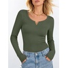 image:imageANRABESS Womens Long Sleeve Scoop Neck Tops  Ribbed Knit Shirts Slim Fit VNotch Tees Stretchy Soft Breathable Fabric Fall Winter Layer Casual Work Travel Daily WearArmy Green