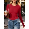 image:imageANRABESS Womens Long Sleeve Shirts Fitted Double Lined Top  Crew NeckSoft Stretchy UnderscrubY2K Cute Trendy Going Out OutfitsCasual Compression Basic TeeFall Winter Layer ClothingRed