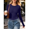 image:imageANRABESS Womens Long Sleeve Shirts Fitted Double Lined Top  Crew NeckSoft Stretchy UnderscrubY2K Cute Trendy Going Out OutfitsCasual Compression Basic TeeFall Winter Layer ClothingNavy Blue