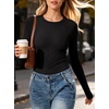 image:imageANRABESS Womens Long Sleeve Shirts Fitted Double Lined Top  Crew NeckSoft Stretchy UnderscrubY2K Cute Trendy Going Out OutfitsCasual Compression Basic TeeFall Winter Layer ClothingBlack