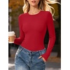 image:imageANRABESS Womens Long Sleeve Shirts Fitted Double Lined Top  Crew NeckSoft Stretchy UnderscrubY2K Cute Trendy Going Out OutfitsCasual Compression Basic TeeFall Winter Layer ClothingRed
