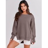 image:imageANRABESS Womens Oversized Crew Neck Sweatshirt Long Sleeve Shirts  Side Slits High Low Tunic Pairs With Leggings Soft Medium Weight Pullover Top Cozy Casual Slouchy Fall Spring ClothesBrown