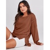 image:imageANRABESS Womens Oversized Crew Neck Sweatshirt Long Sleeve Shirts  Side Slits High Low Tunic Pairs With Leggings Soft Medium Weight Pullover Top Cozy Casual Slouchy Fall Spring ClothesCaramel