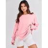 image:imageANRABESS Womens Oversized Crew Neck Sweatshirt Long Sleeve Shirts  Side Slits High Low Tunic Pairs With Leggings Soft Medium Weight Pullover Top Cozy Casual Slouchy Fall Spring ClothesPink