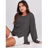 image:imageANRABESS Womens Oversized Crew Neck Sweatshirt Long Sleeve Shirts  Side Slits High Low Tunic Pairs With Leggings Soft Medium Weight Pullover Top Cozy Casual Slouchy Fall Spring ClothesDeep Gray