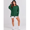 image:imageANRABESS Womens Oversized Crew Neck Sweatshirt Long Sleeve Shirts  Side Slits High Low Tunic Pairs With Leggings Soft Medium Weight Pullover Top Cozy Casual Slouchy Fall Spring ClothesDeep Green