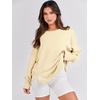 image:imageANRABESS Womens Oversized Crew Neck Sweatshirt Long Sleeve Shirts  Side Slits High Low Tunic Pairs With Leggings Soft Medium Weight Pullover Top Cozy Casual Slouchy Fall Spring ClothesCream Yellow
