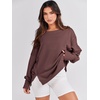 image:imageANRABESS Womens Oversized Crew Neck Sweatshirt Long Sleeve Shirts  Side Slits High Low Tunic Pairs With Leggings Soft Medium Weight Pullover Top Cozy Casual Slouchy Fall Spring ClothesCoffee
