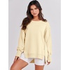 image:imageANRABESS Womens Oversized Crew Neck Sweatshirt Long Sleeve Shirts  Side Slits High Low Tunic Pairs With Leggings Soft Medium Weight Pullover Top Cozy Casual Slouchy Fall Spring ClothesCream Yellow