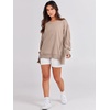 image:imageANRABESS Womens Oversized Crew Neck Sweatshirt Long Sleeve Shirts  Side Slits High Low Tunic Pairs With Leggings Soft Medium Weight Pullover Top Cozy Casual Slouchy Fall Spring ClothesKhaki