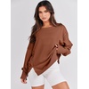 image:imageANRABESS Womens Oversized Crew Neck Sweatshirt Long Sleeve Shirts  Side Slits High Low Tunic Pairs With Leggings Soft Medium Weight Pullover Top Cozy Casual Slouchy Fall Spring ClothesCaramel