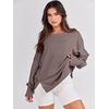 image:imageANRABESS Womens Oversized Crew Neck Sweatshirt Long Sleeve Shirts  Side Slits High Low Tunic Pairs With Leggings Soft Medium Weight Pullover Top Cozy Casual Slouchy Fall Spring ClothesBrown