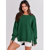 image:imageANRABESS Womens Oversized Crew Neck Sweatshirt Long Sleeve Shirts  Side Slits High Low Tunic Pairs With Leggings Soft Medium Weight Pullover Top Cozy Casual Slouchy Fall Spring ClothesDeep Green