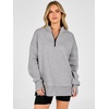 image:imageANRABESS Womens Quarter Zip Pullover Oversized Sweatshirts  Long Sleeve V Neck Zip Up Collared Top Soft Loose Side Slit Hoodie Casual Going Out Athleisure Outfits Fall Winter ClothesGrey