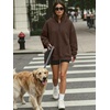 image:imageANRABESS Womens Quarter Zip Pullover Oversized Sweatshirts  Long Sleeve V Neck Zip Up Collared Top Soft Loose Side Slit Hoodie Casual Going Out Athleisure Outfits Fall Winter ClothesCoffee