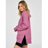 image:imageANRABESS Womens Quarter Zip Pullover Oversized Sweatshirts  Long Sleeve V Neck Zip Up Collared Top Soft Loose Side Slit Hoodie Casual Going Out Athleisure Outfits Fall Winter ClothesPink
