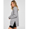 image:imageANRABESS Womens Quarter Zip Pullover Oversized Sweatshirts  Long Sleeve V Neck Zip Up Collared Top Soft Loose Side Slit Hoodie Casual Going Out Athleisure Outfits Fall Winter ClothesGrey