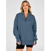 image:imageANRABESS Womens Quarter Zip Pullover Oversized Sweatshirts  Long Sleeve V Neck Zip Up Collared Top Soft Loose Side Slit Hoodie Casual Going Out Athleisure Outfits Fall Winter ClothesGrey Blue
