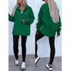 image:imageANRABESS Womens Quarter Zip Pullover Oversized Sweatshirts  Long Sleeve V Neck Zip Up Collared Top Soft Loose Side Slit Hoodie Casual Going Out Athleisure Outfits Fall Winter ClothesGreen