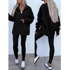 image:imageANRABESS Womens Quarter Zip Pullover Oversized Sweatshirts  Long Sleeve V Neck Zip Up Collared Top Soft Loose Side Slit Hoodie Casual Going Out Athleisure Outfits Fall Winter ClothesBlack