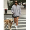 image:imageANRABESS Womens Quarter Zip Pullover Oversized Sweatshirts  Long Sleeve V Neck Zip Up Collared Top Soft Loose Side Slit Hoodie Casual Going Out Athleisure Outfits Fall Winter ClothesGrey