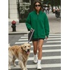 image:imageANRABESS Womens Quarter Zip Pullover Oversized Sweatshirts  Long Sleeve V Neck Zip Up Collared Top Soft Loose Side Slit Hoodie Casual Going Out Athleisure Outfits Fall Winter ClothesGreen
