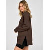 image:imageANRABESS Womens Quarter Zip Pullover Oversized Sweatshirts  Long Sleeve V Neck Zip Up Collared Top Soft Loose Side Slit Hoodie Casual Going Out Athleisure Outfits Fall Winter ClothesCoffee
