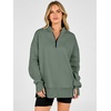 image:imageANRABESS Womens Quarter Zip Pullover Oversized Sweatshirts  Long Sleeve V Neck Zip Up Collared Top Soft Loose Side Slit Hoodie Casual Going Out Athleisure Outfits Fall Winter ClothesSage Green