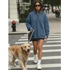 image:imageANRABESS Womens Quarter Zip Pullover Oversized Sweatshirts  Long Sleeve V Neck Zip Up Collared Top Soft Loose Side Slit Hoodie Casual Going Out Athleisure Outfits Fall Winter ClothesGrey Blue