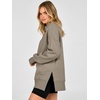 image:imageANRABESS Womens Quarter Zip Pullover Oversized Sweatshirts  Long Sleeve V Neck Zip Up Collared Top Soft Loose Side Slit Hoodie Casual Going Out Athleisure Outfits Fall Winter ClothesLight Khaki
