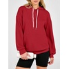 image:imageANRABESS Womens Waffle Knit Hoodie Lightweight Sweatshirts  Soft Comfy Drawstring Loose Fit Pullover Tops with Pocket Travel amp Casual Wear Cute Trendy Clothes Fall Winter OutfitsRed