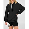 image:imageANRABESS Womens Waffle Knit Hoodie Lightweight Sweatshirts  Soft Comfy Drawstring Loose Fit Pullover Tops with Pocket Travel amp Casual Wear Cute Trendy Clothes Fall Winter OutfitsBlack